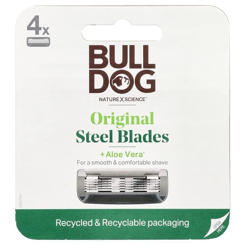 Bulldog Skincare For Men, Originale stålblader, refill, 4 patroner