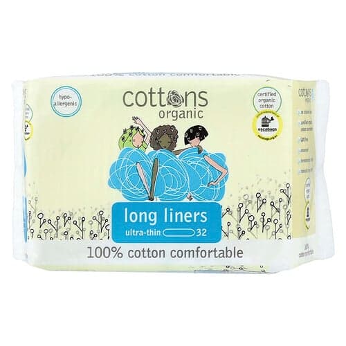 Cottons, 100 % bomull Komfortable, lange innlegg, ultratynne, 32 innlegg
