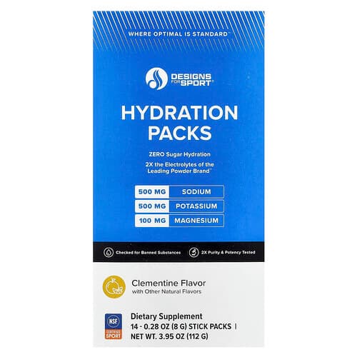 Designs For Health, Designs For Sport®, Drikkepakker, Clementine, 14 Stick-pakker, 0,28 oz (8 g) hver