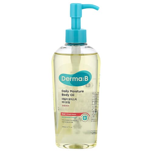 Derma:B, Daglig fuktighetsgivende kroppsolje, fersk fersken, 200 ml