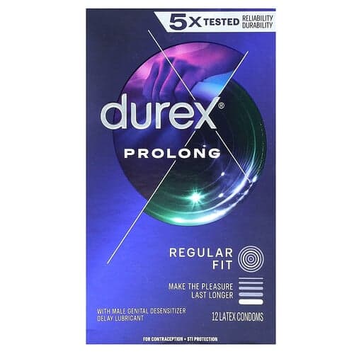 Durex, Prolong, normal passform, 12 latexkondomer