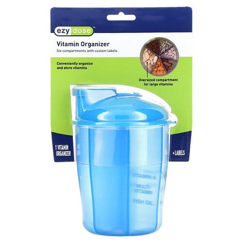 Ezy Dose, Vitamin Organizer med etiketter, blå, 1 Count