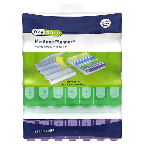 Ezy Dose, Ukentlig 4/dag med Easy-Fill Medtime Planner, 1 telling