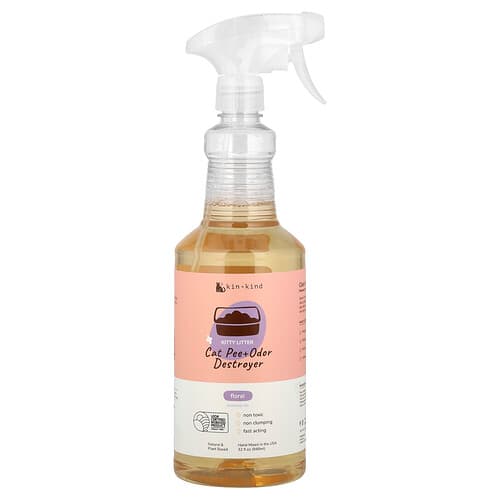 Kin+Kind, Katteuris + Luktfjerner, Kattesand, Blomster, 946 ml