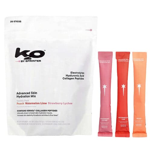 k2o by Kylie Jenner, Advanced Skin Hydration Mix, assortert utvalg, 20 porsjonspakker, 159,7 g