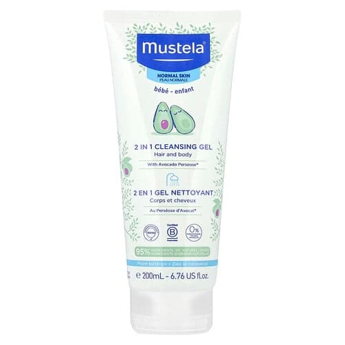 Mustela, Baby, 2-i-1 rensegel, hår og kropp, normal hud, 200 ml