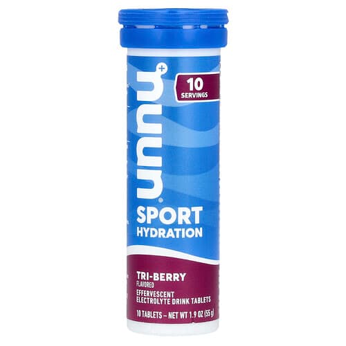 Nuun, Sport Hydrering, brusende elektrolyttdrikk, Tri-Berry, 10 tabletter