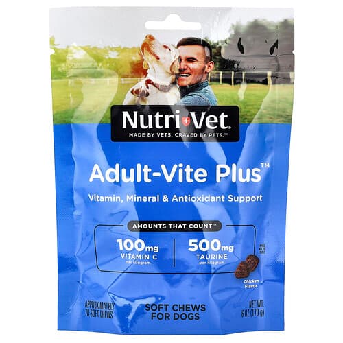 Nutri-Vet, Adult-Vite Plus™, For hunder, kylling, 70 myke tyggetabletter, 170 g