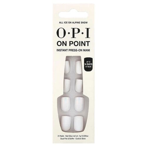 OPI, Punktpreget manikyr som presses på umiddelbart, kort lengde, all is på alpin snø, 27-delers sett
