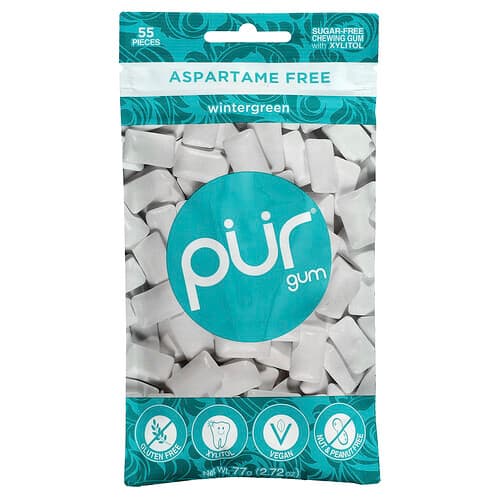 The PUR Company, Tyggegummi, vintergrønn, 55 stykker, 2,72 oz (77 g)