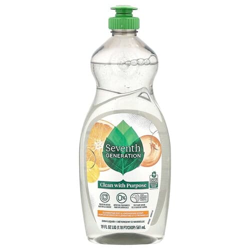 Seventh Generation, Oppvaskmiddel, klementinskall og sitrongress, 19 fl oz (561 ml)