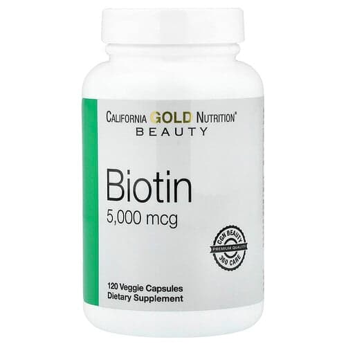 California Gold Nutrition, Biotin, 5,000 mcg, 120 Veggie kapsler