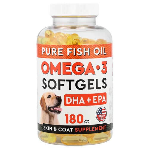 StrellaLab, Ren fiskeolje, Omega-3 myke geleer, For hunder, 180 myke geleer