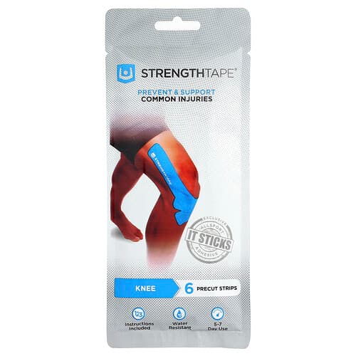 Strengthtape, Kinesiologiteip, kne, 6 forhåndskuttede strimler
