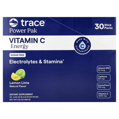 Trace, Power Pak, vitamin C energi, sitronlime, 30 stiftpakker, 6,2 g per stk.