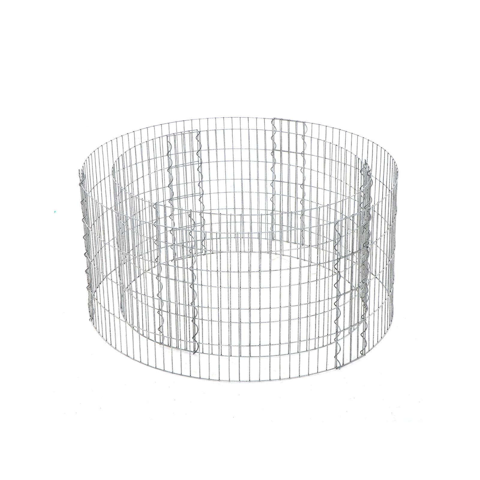 Dekorativ gabion, rund steinkurv, 90x40 cm, sølv