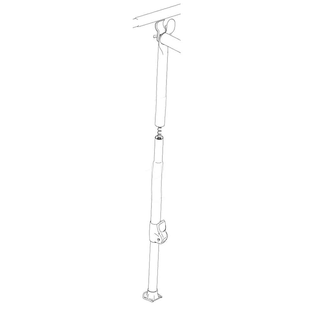 Støttestang stål med klemmebeslag, 170-220 cm