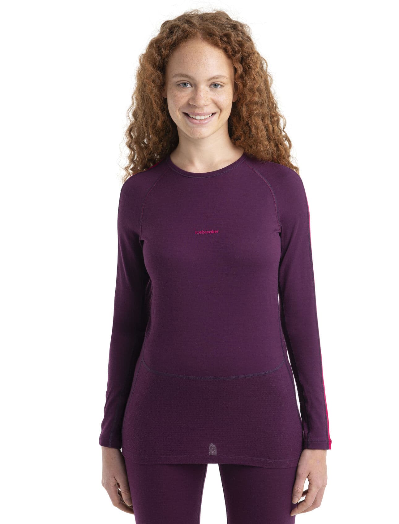 Icebreaker ZoneKnit 200 LS Crewe W's nightshade/electron pink M