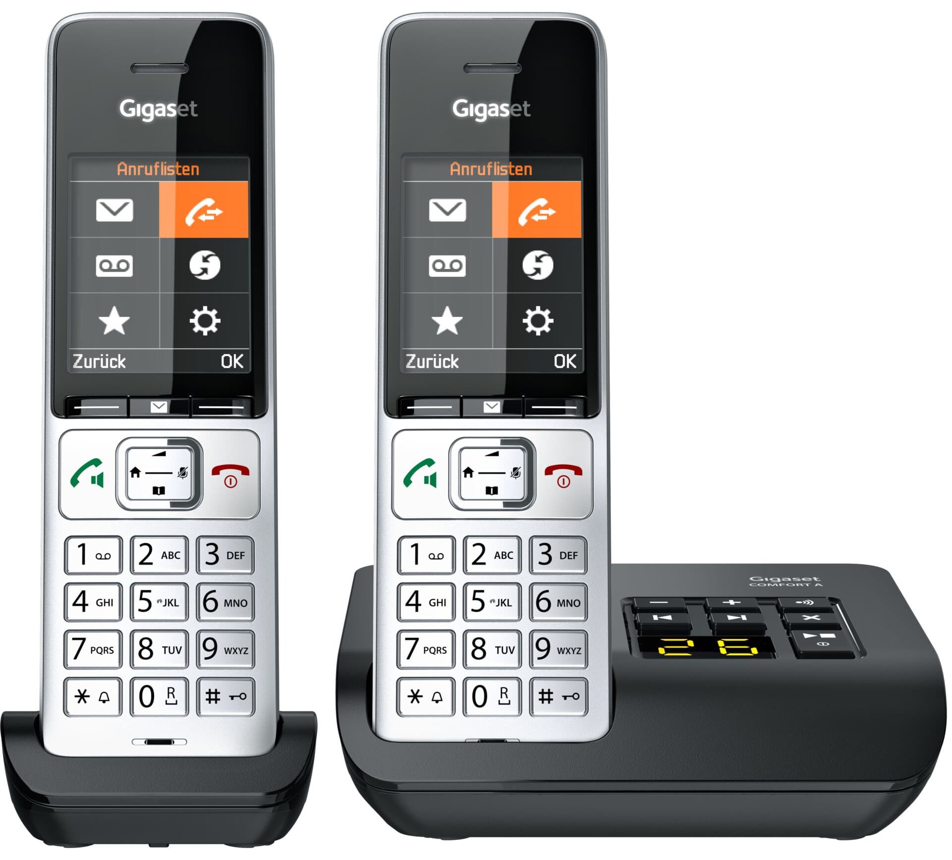 Gigaset Comfort 500A Duo bordtelefon med dokkingstasjon - 2xAAA batterier (ikke inkludert) - sort/s??lv