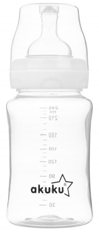 Akuku Anti-kolikkflaske med bred hals 240 ml ??? fra nyf??dt