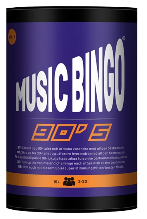 Music Bingo Brettspill - 90-tallet - 15+ ??r