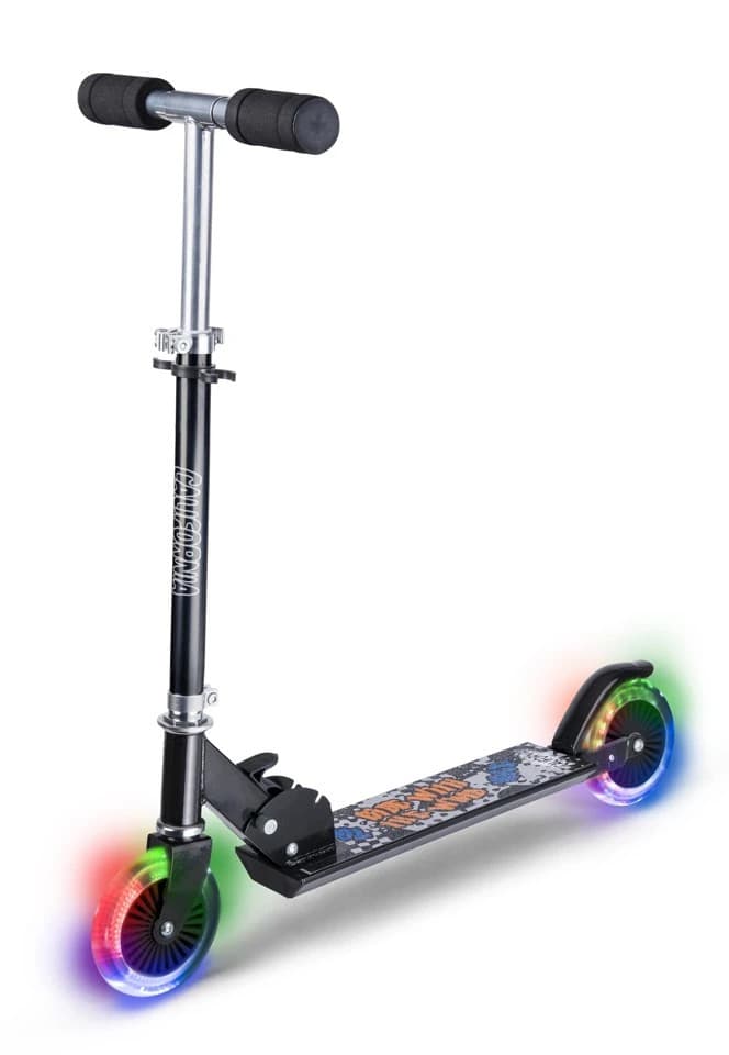 California Sparkesykkel med LED-lys - 5+ ??r, Maks 50 kg, ABEC-5 kulelager - Svart