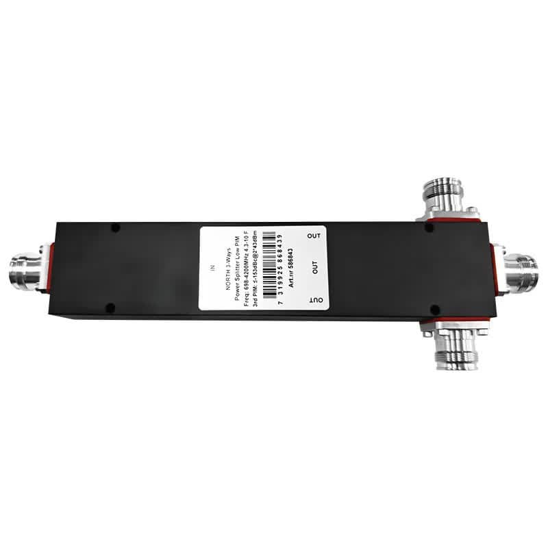North 3-veis Power Splitter - 698-4200MHz, 4.3-10 Hun, Lav PIM - 20dB isolasjon