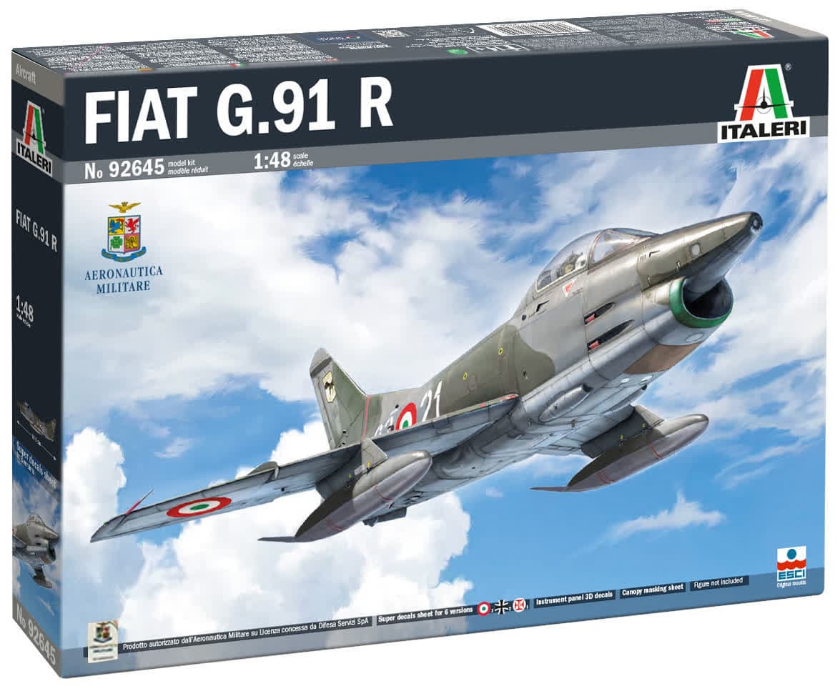 Italeri 92645 Fiat G.91R Modellfly Byggesett - 1:48