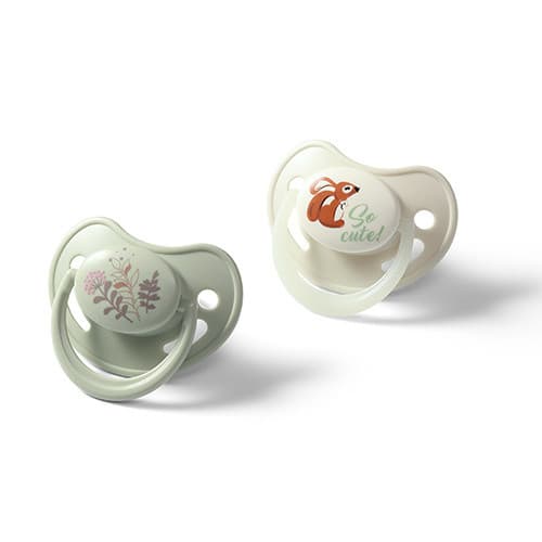 BabyOno 167002 Anatomisk Silikonsmokk 6-18 mnd, Gr??nn/Beige - 2 stk