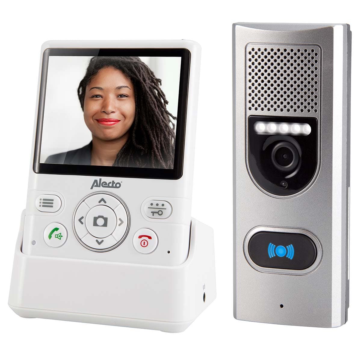 Alecto ADI-250 D??rklokke med kamera og fargeskjerm 3,5" - IP55, 135?? synsvinkel - Hvit/S??lv