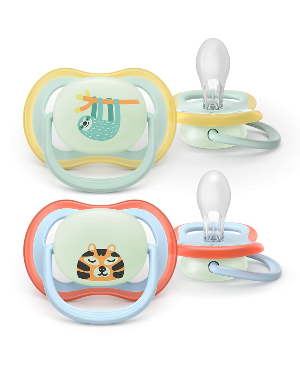 Philips Avent Ultra Air Smokk med nattlys, 0???6 mnd, lysebl??/lysegr??nn (dovendyr/l??ve) ??? 2-pakning
