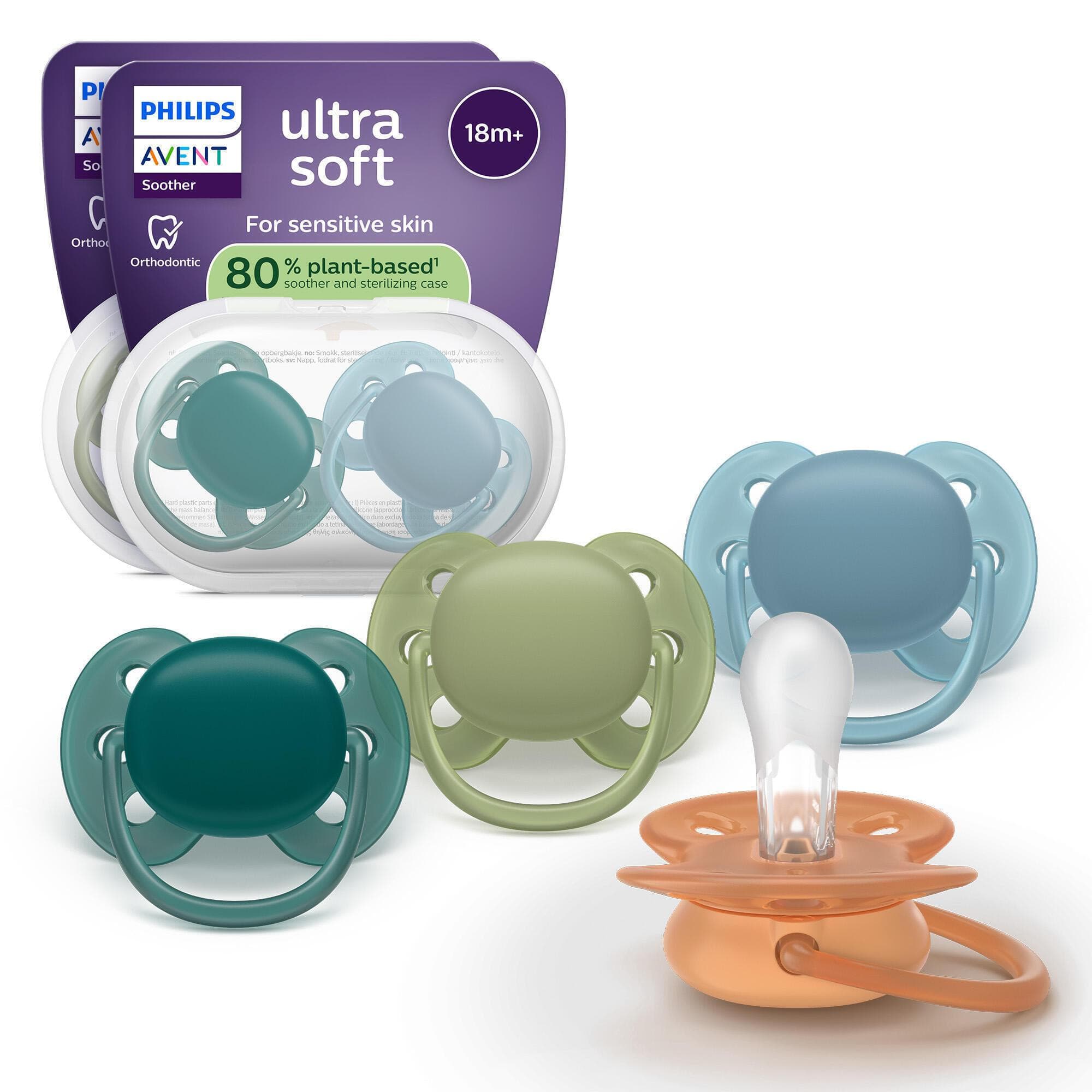 Philips Avent Ultra Soft Smokk - 18 mnd+, Oransje/Bl??/Gr??nn - 4 stk