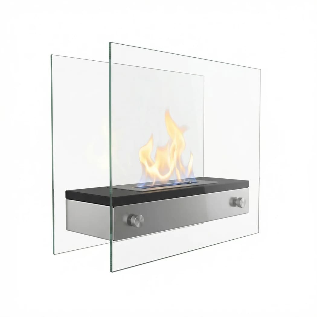 ScandiFlames Merton - Frittstående biopeis for bord eller gulv - elegant peis med glasspaneler - enkel vedlikehold