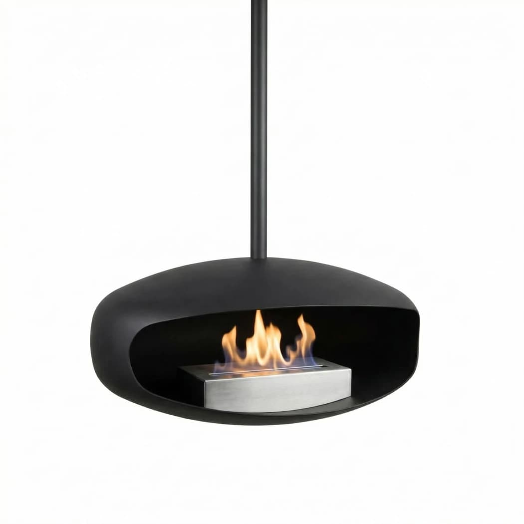Hein & Haugaard - Svart UFO-60 Takmontert biopeis i svart - Ingen behov for pipe eller skorstein - Håndlaget dansk design