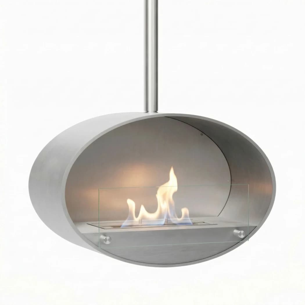 ScandiFlames Halifax Stål Oval Takmontert Biopeis - 60 cm - 1 meter takstang - For en koselig atmosfære