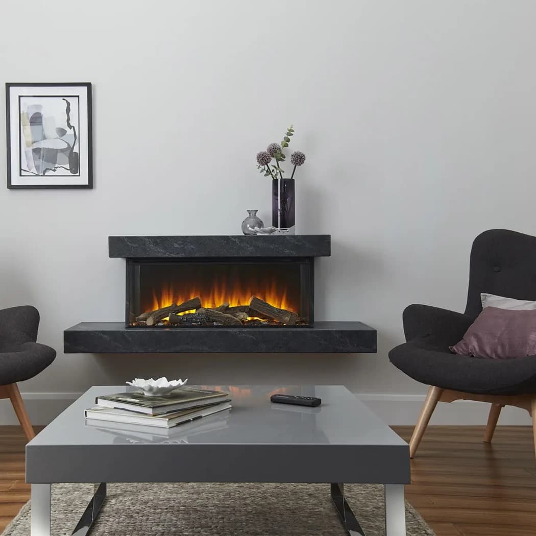 British Fires – Brockenhurst 870 Elektrisk Peis | Grå Marmor, 3-sidig Visning, 1500 W Varme