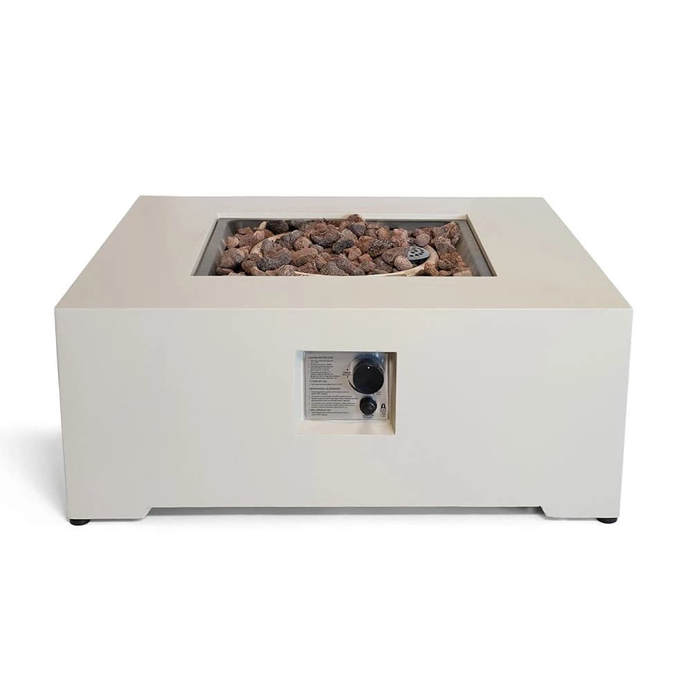 Estate Square 88 Oyster Beige Gasspeisbord av Happy Cocooning - 88cm Kompositt Kvadratisk Utendørsbord 16,5 kW