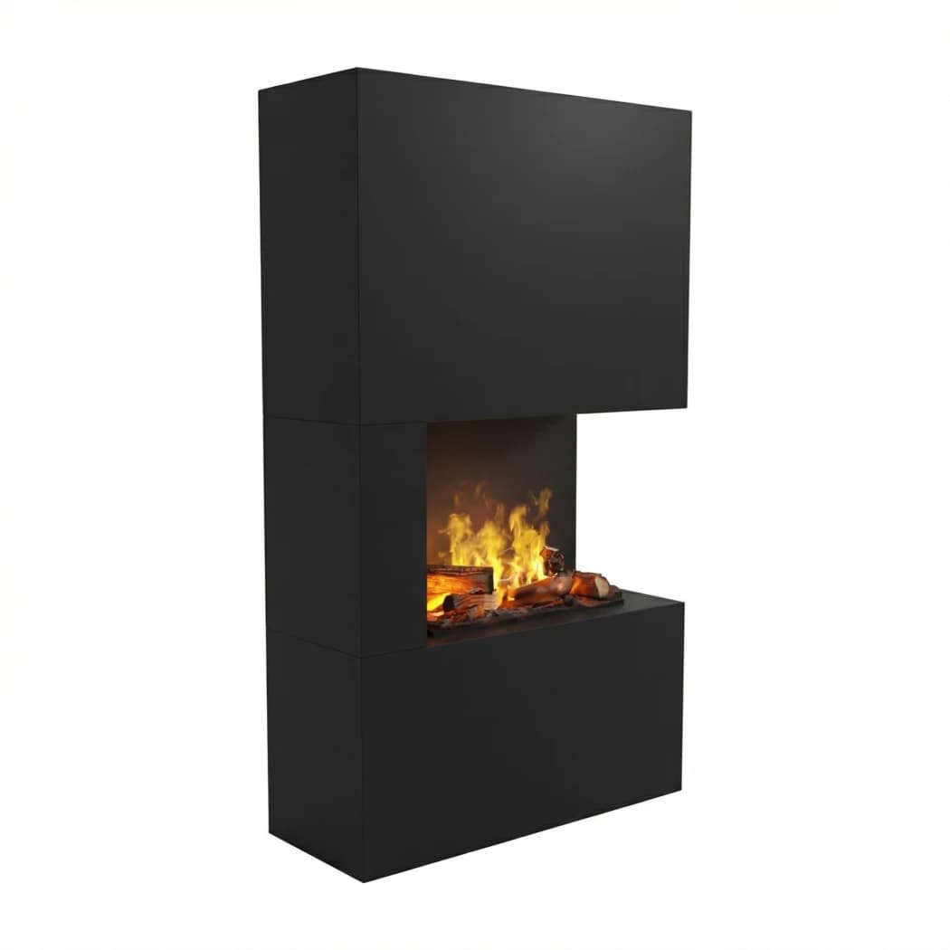 Glow Fire Tucholsky Left Corner Svart - OMC 600 | Frittstående Vanndamp Peis – 91 cm x 150 cm x 35 cm