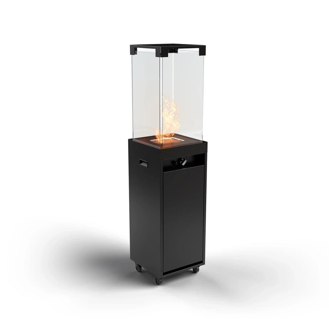 Faro - Jet Black - Utendørs gasspeis fra Planika Fires - Elegant design - Perfekt som terrassevarmer - Lett å flytte rundt - Opptil 8 kW varmeeffekt