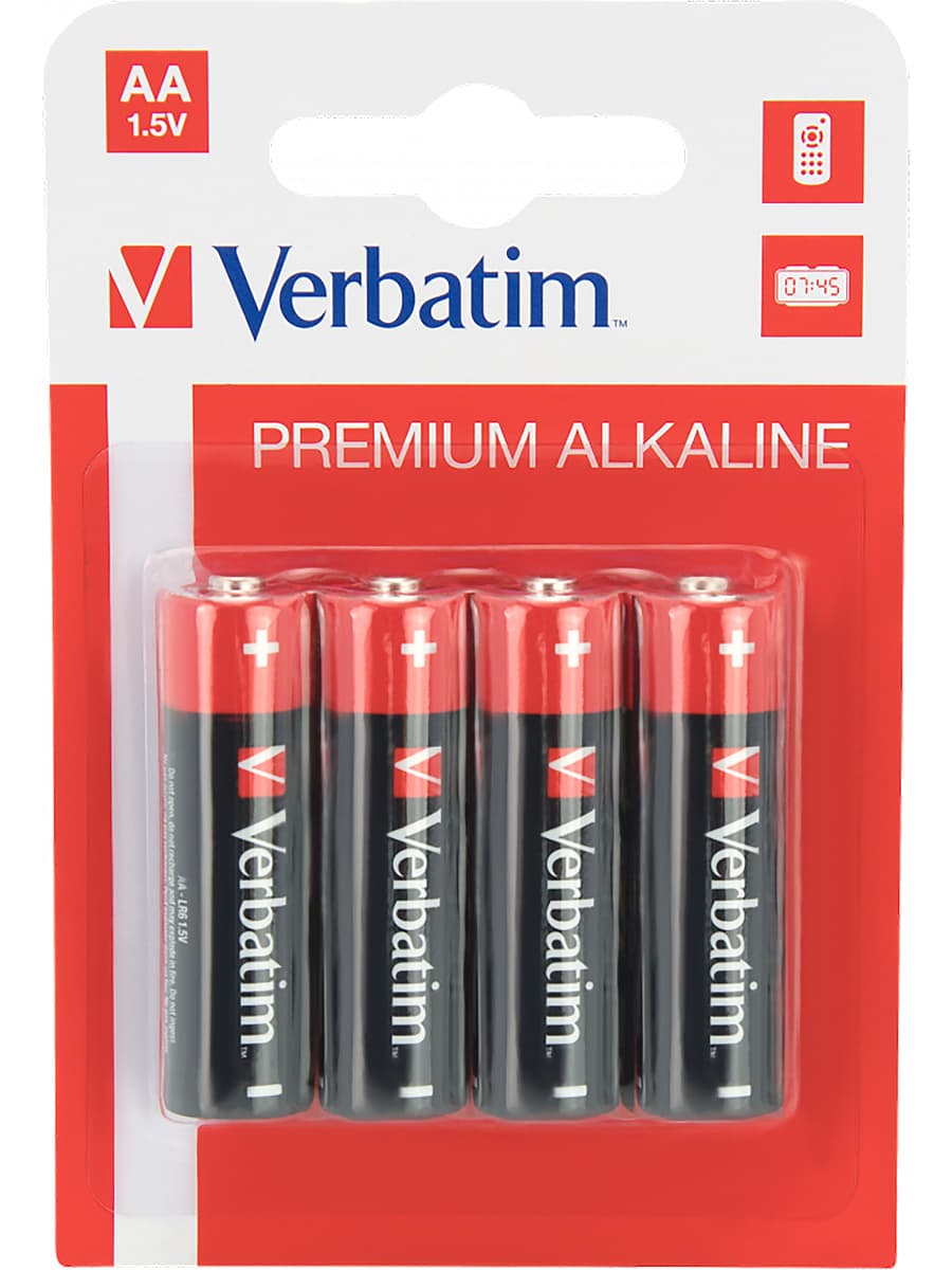 Verbatim : AA (LR6) 1,5V Alkaline Batterier, 4 stk