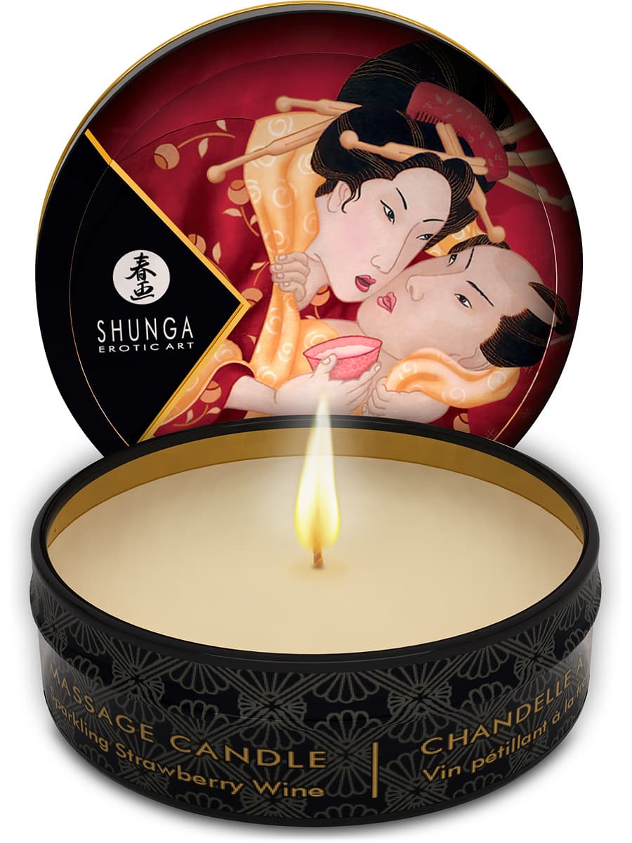 Shunga : Romance Mini Massasjelys, Jordbærvin