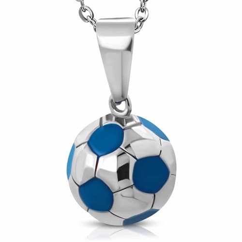 Halskjede "Blue Football" Rustfritt stål.