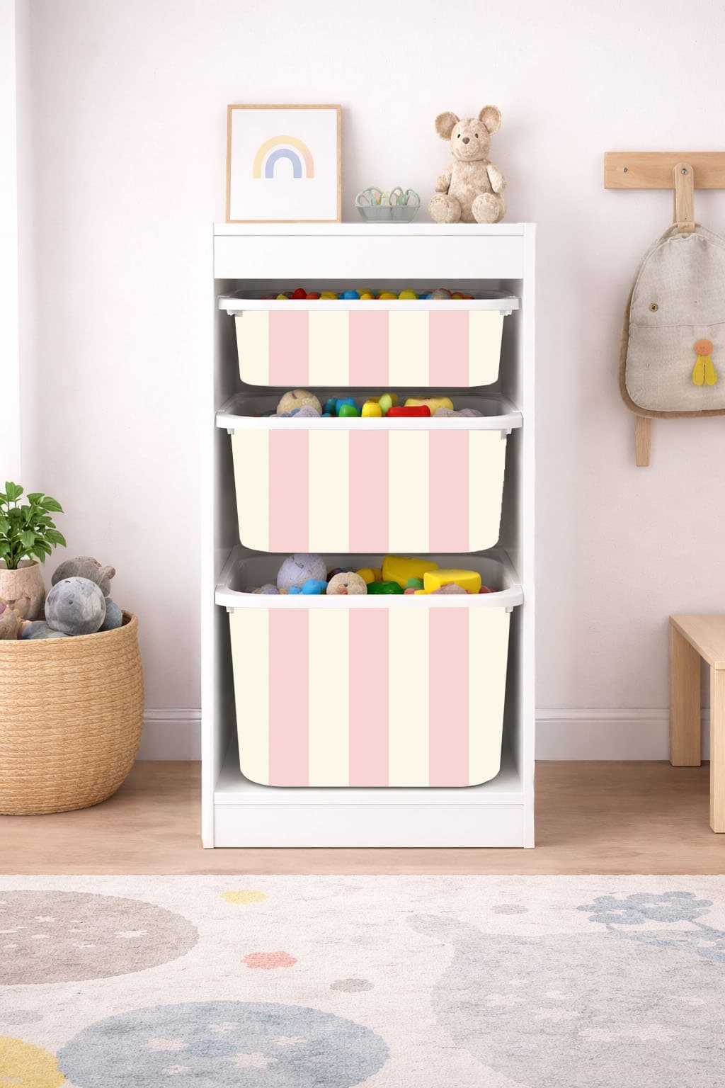 Selvklebende klistremerke – Trofast boksdekal – Langside / Velg størrelse / Stripes pink-cream