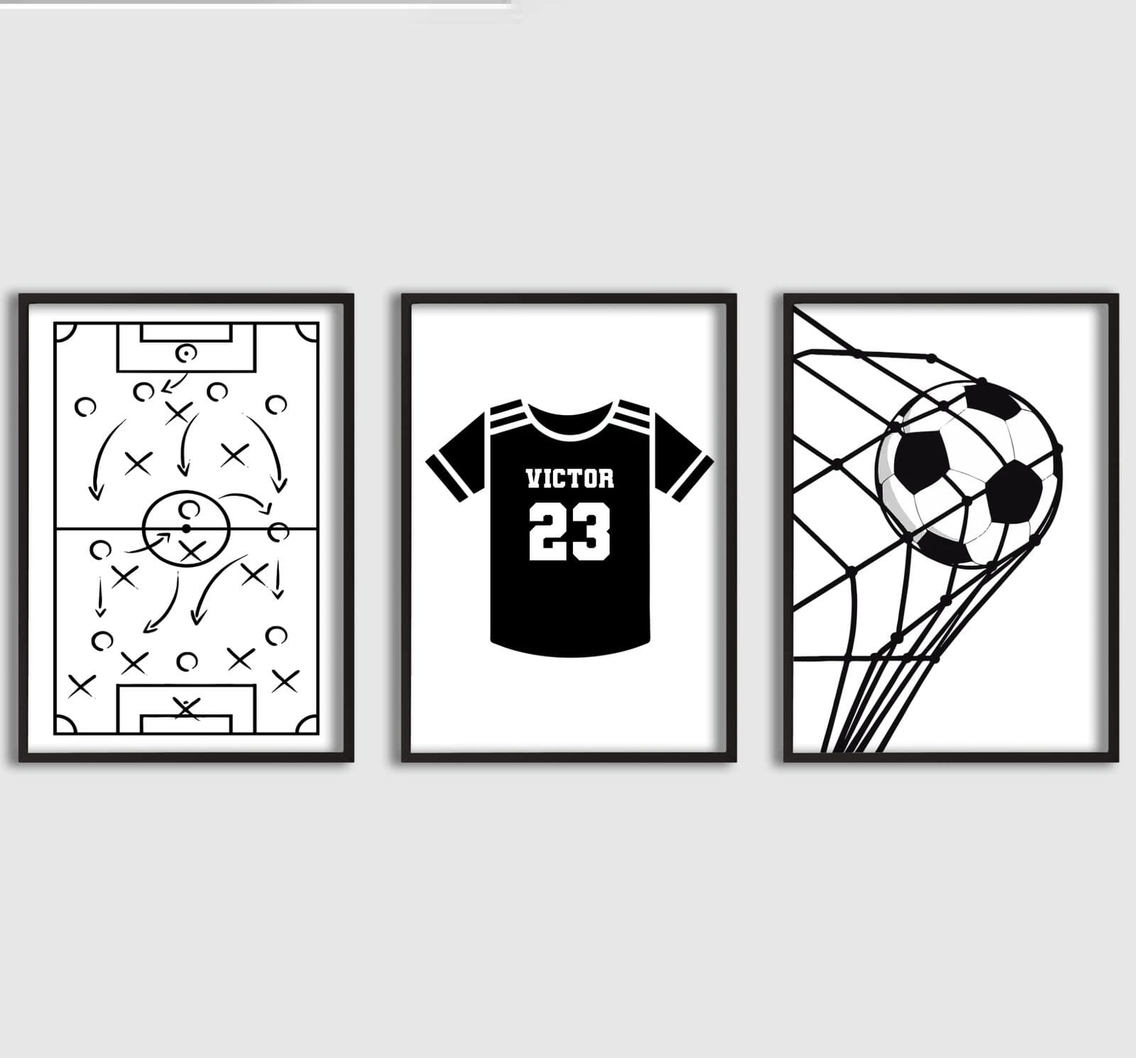 'Personlig Plakat - Fotballtaktikk og Drakt - Sett med 3'