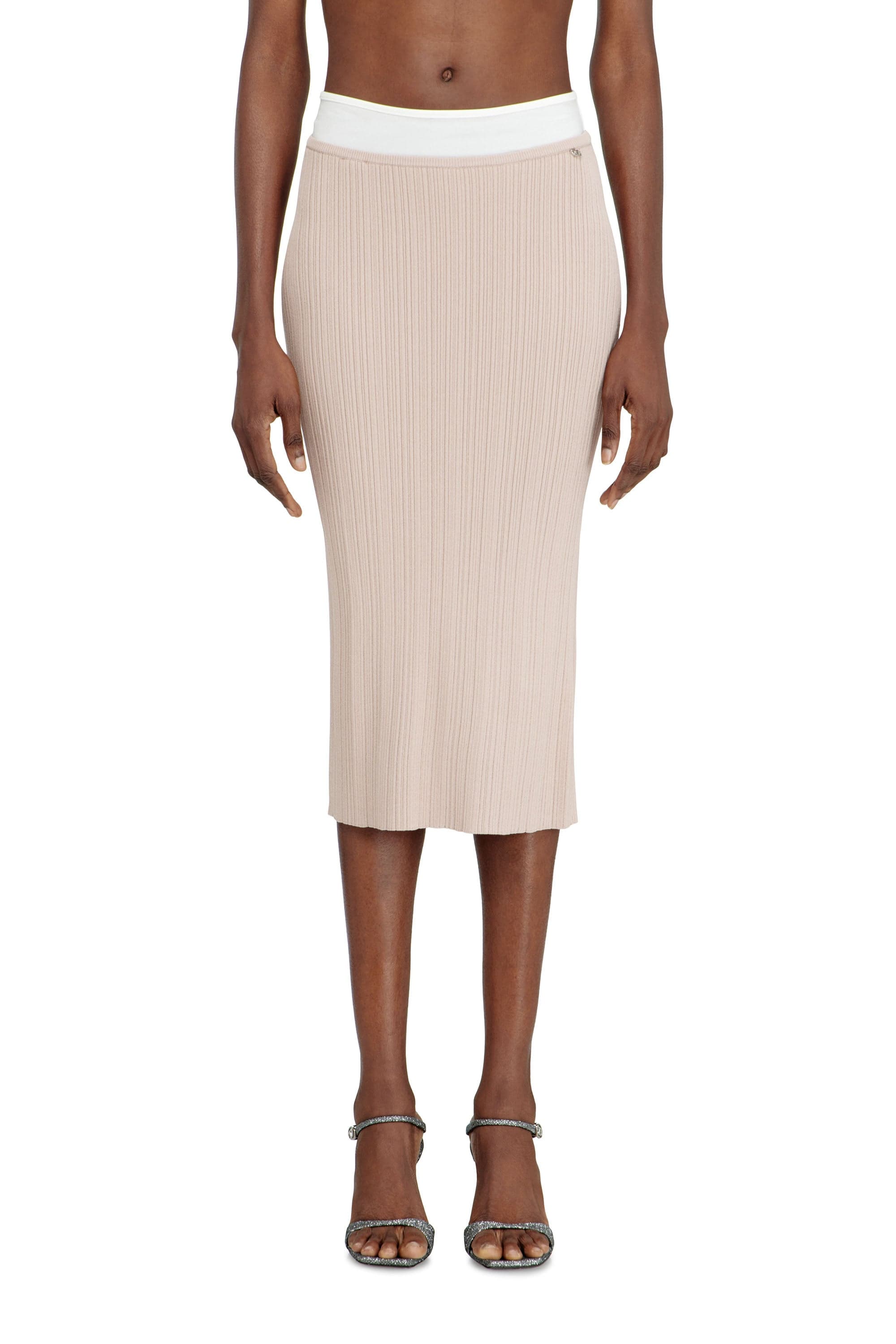 Diesel - Ribbed knit skirt with contrast waistband - Skirts - Woman - Pink