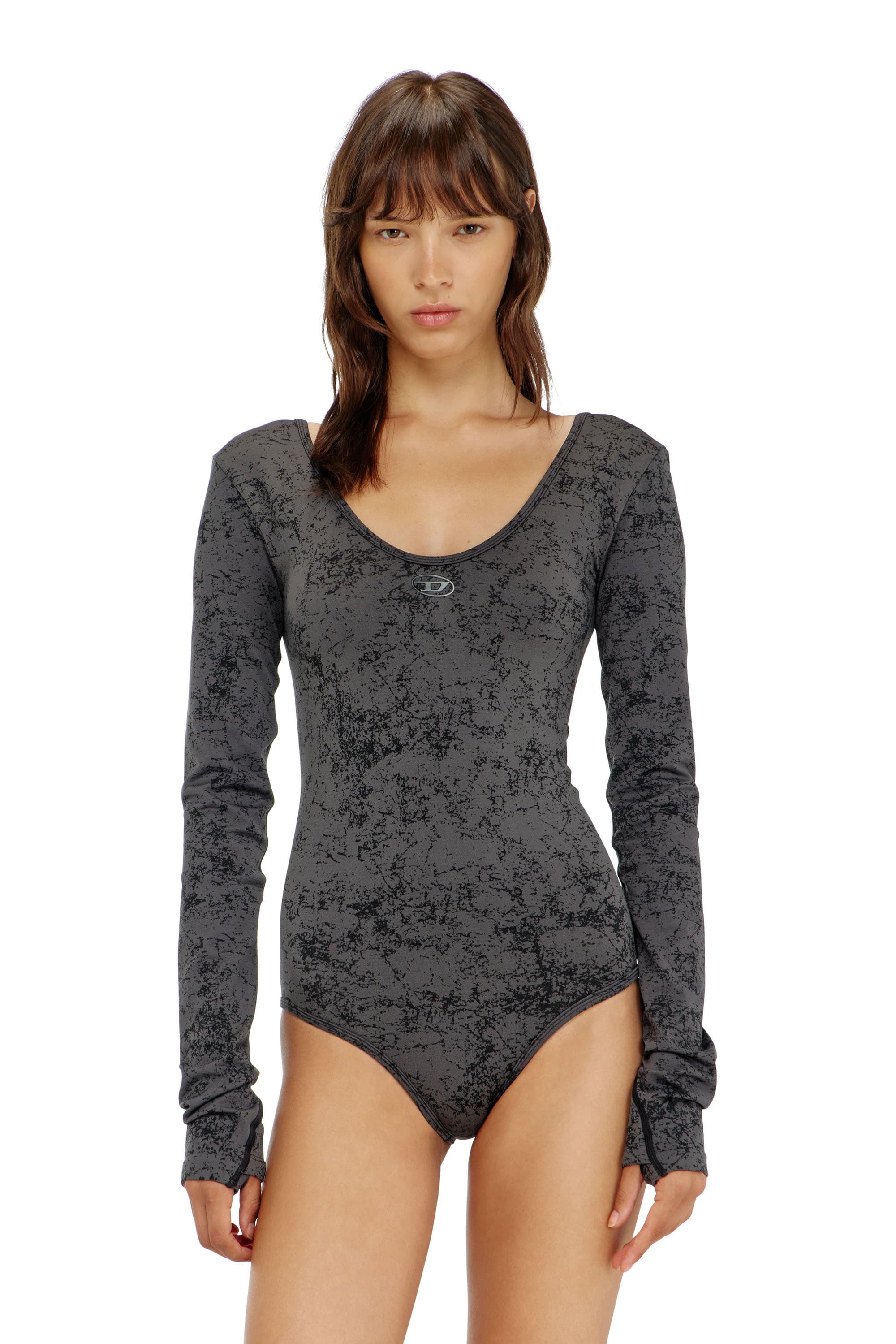 Diesel - Open-back bodysuit with utilitarian print - Bodysuits - Woman - Black