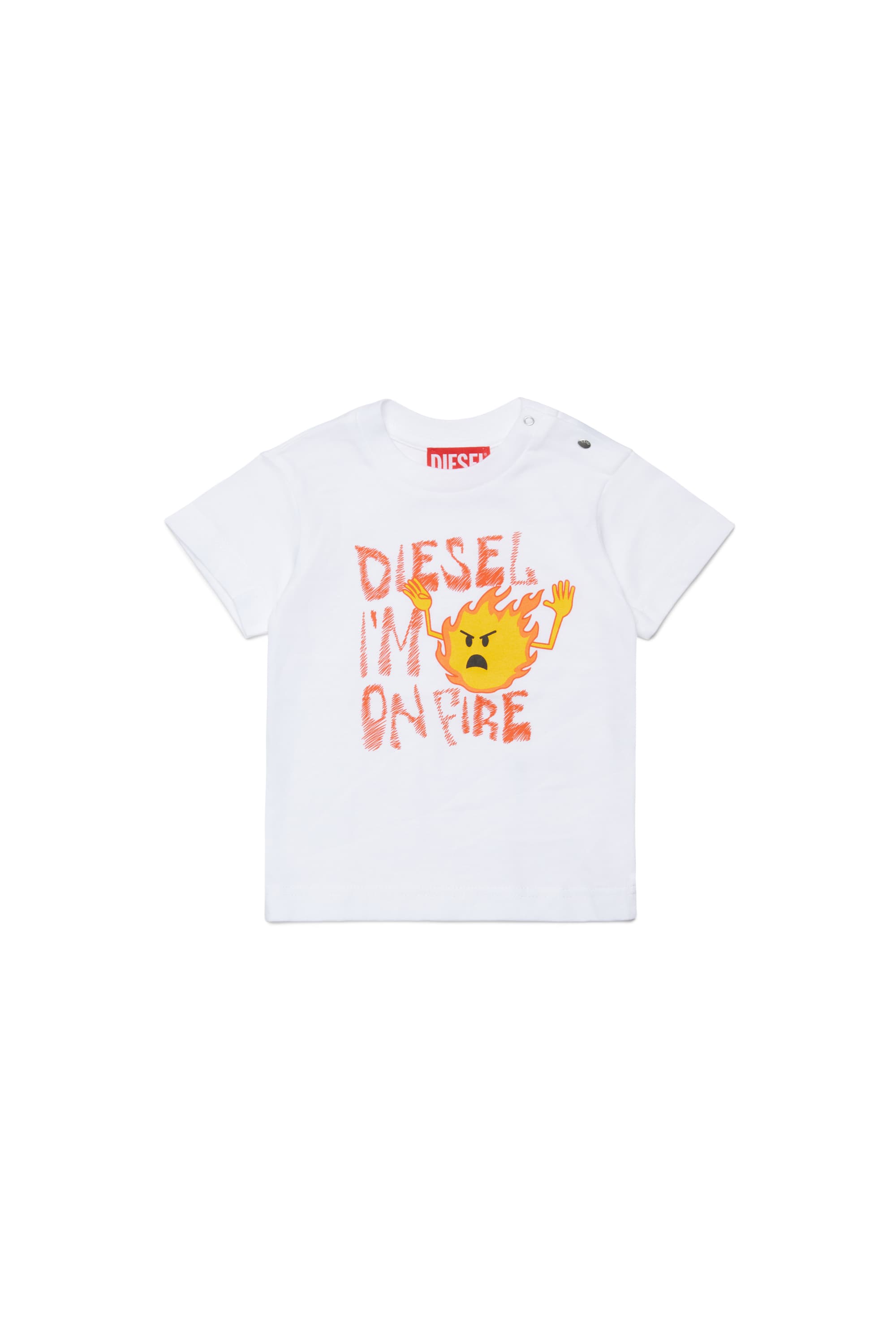 Diesel - T-shirt with fire print - T-shirts and Tops - Man - White