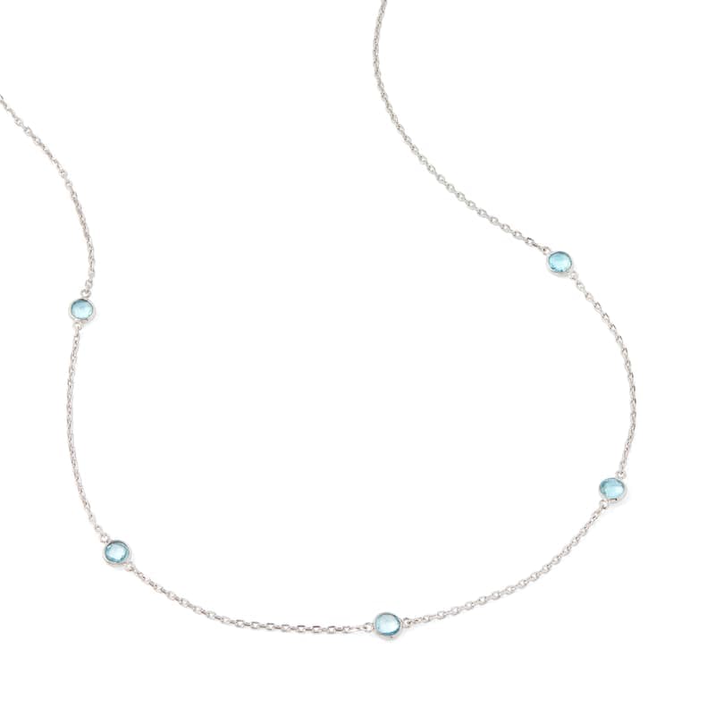Aspinal of London Gemstone Necklace in Swiss Blue Topaz & Sterling Silver 925
