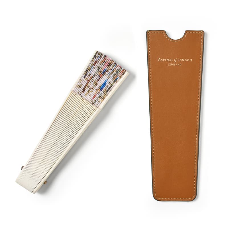 Aspinal of London Hand Fan & Fan Case Collection in Smooth Tan
