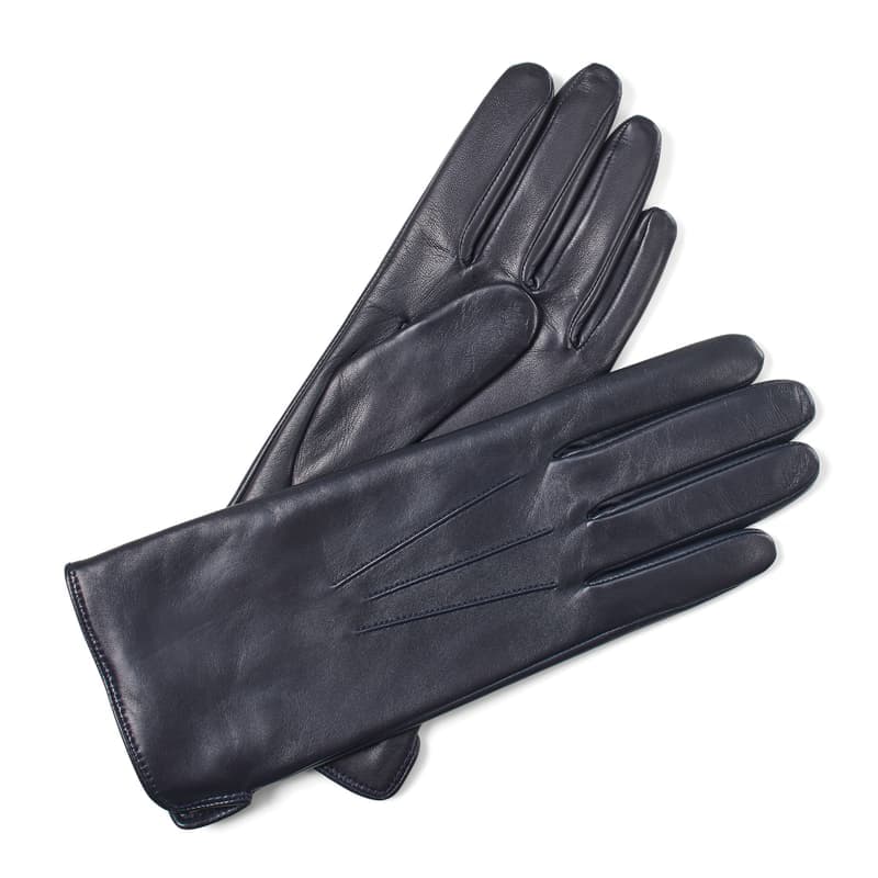 Aspinal of London Women's Leather Gloves in Navy Nappa with Cashmere Lining